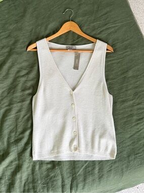 J. Crew Cream Knit Button-Front Vest